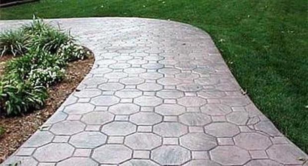 stamped concrete pathway